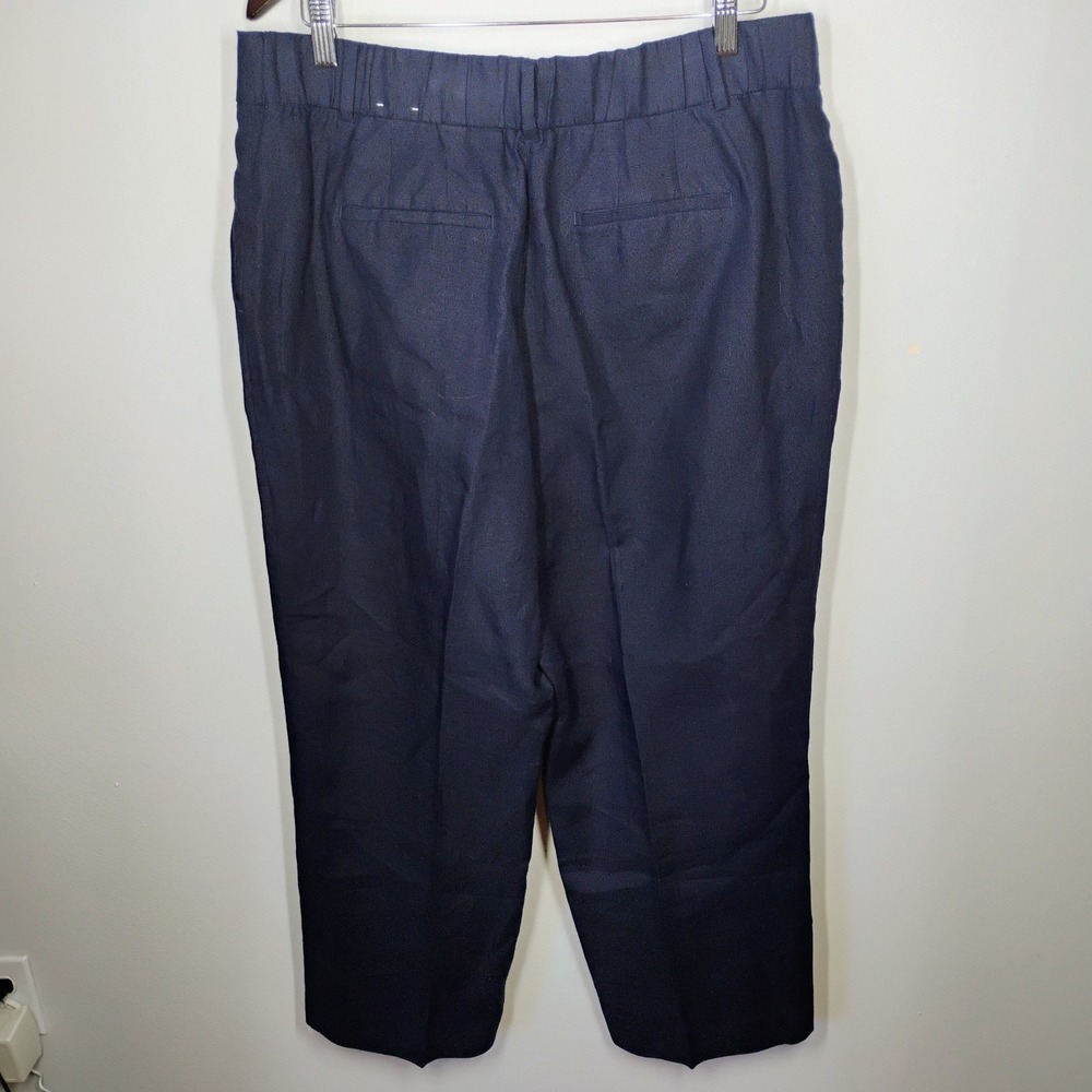 Talbots Bristol Crop Pants Navy Blue Womens 14 Linen Minimalist Career Summer - Picture 5 of 11